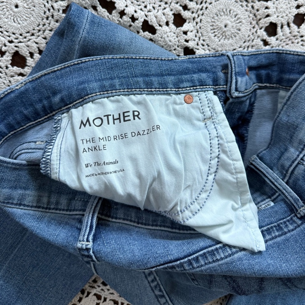 Mother The Mid Rise Dazzler Ankle Jeans We The Animals Size 27 Soft Stretchy - Picture 15 of 16